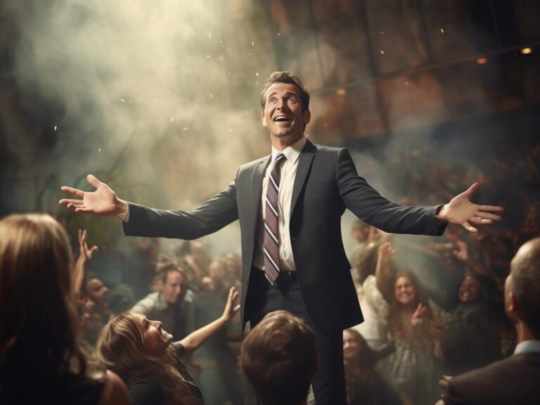 man giving speech to crowd