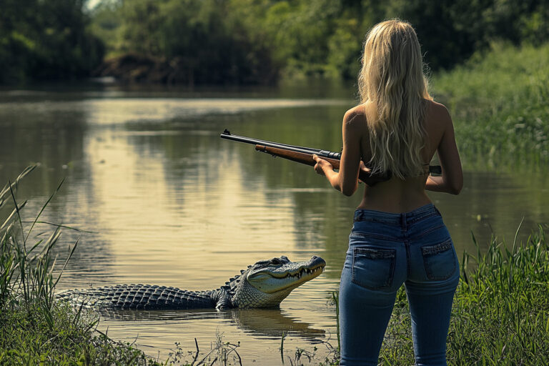 Blonde Goes Alligator Hunting